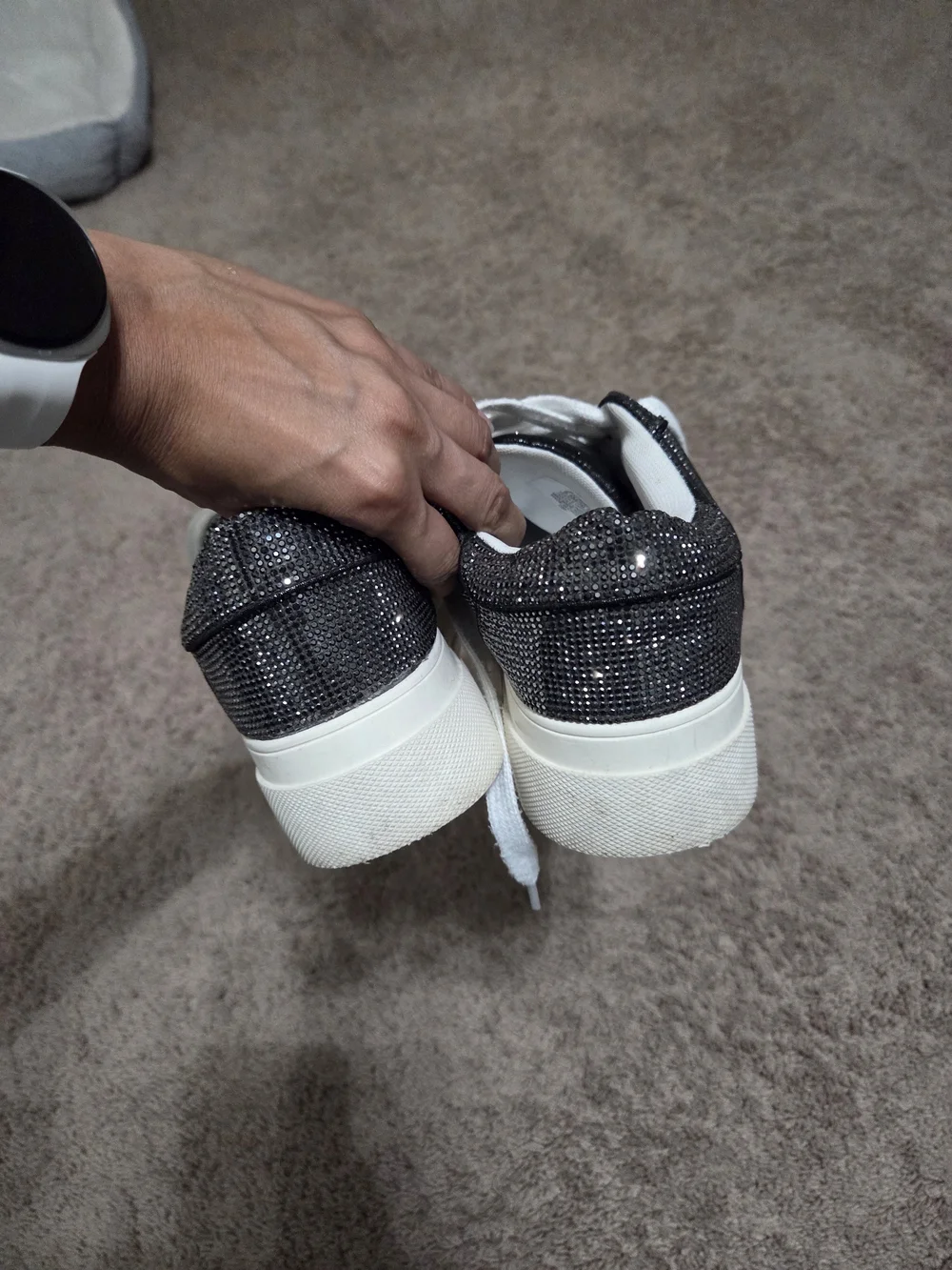 Women's Sparkle Lace-Up Sneakers in Black